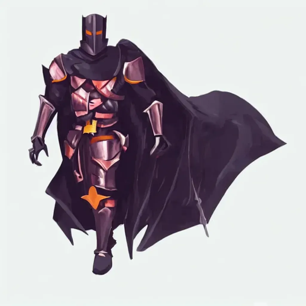 Prompt: he is a menacing  black-knight-esque imposing villain