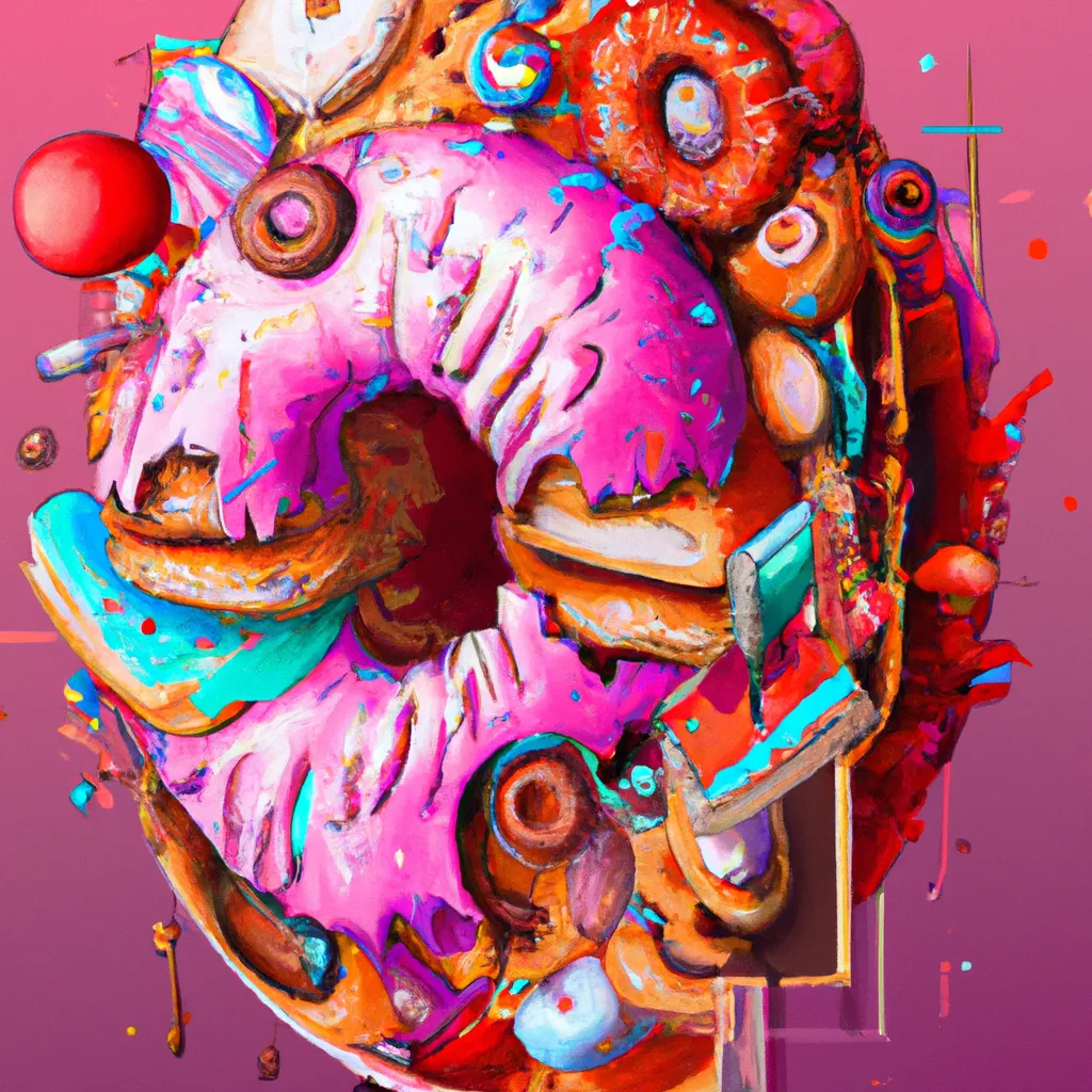 Prompt: Maximalism donut, digital art