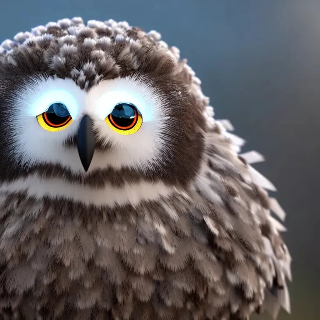 Prompt: 3d fluffy {owl}, closeup cute and adorable, cute big circular reflective eyes, long fuzzy fur, Pixar render, unreal engine cinematic smooth, intricate detail, cinematic