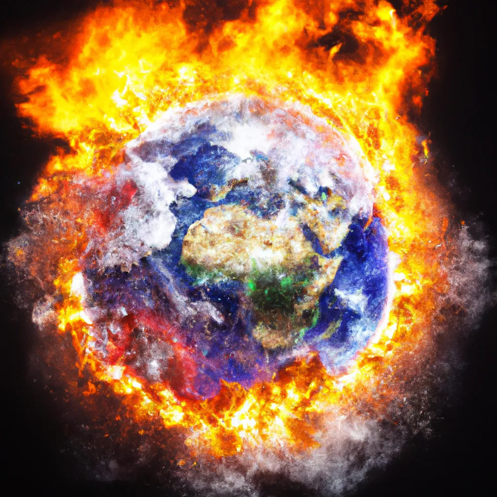 Prompt: earth globe from space burning