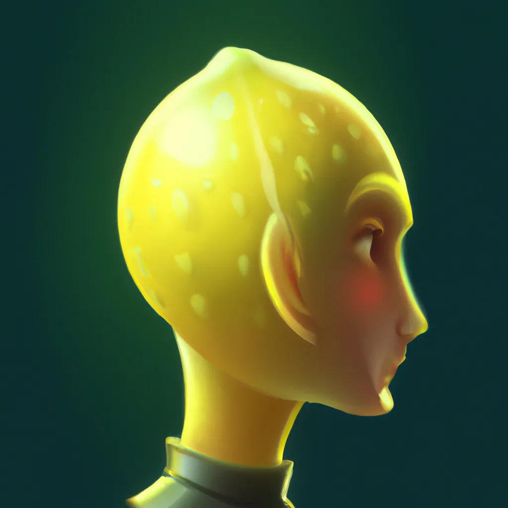 Prompt: a humanoid lemon, digital art