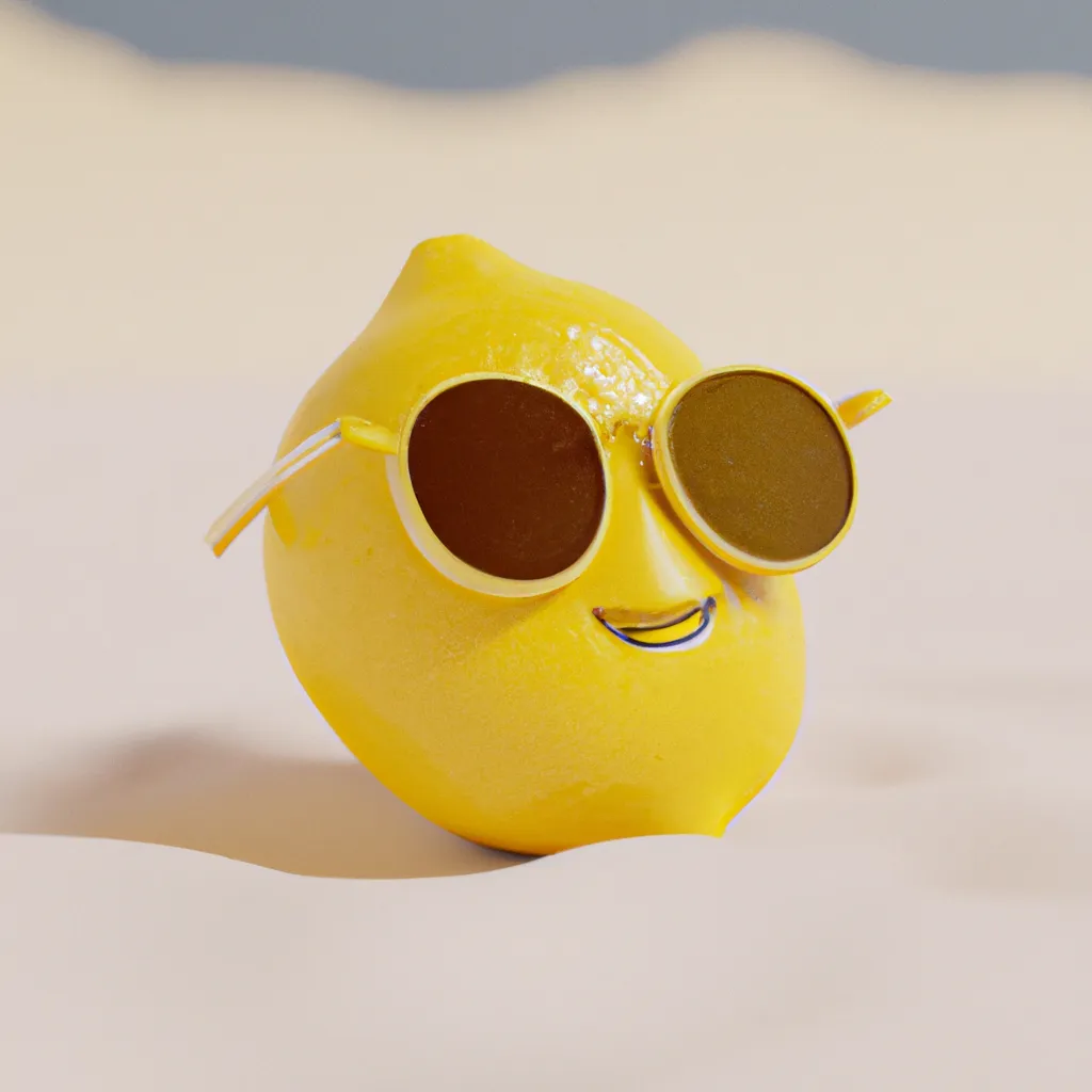 Realistic 3d Render Of Lemon With Sunglasses Laying 