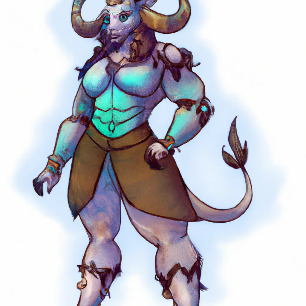 Prompt: Big Anthro monster Demon minotaur, female