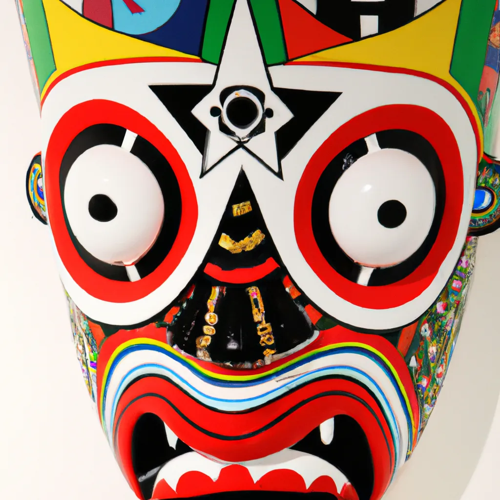 Prompt: African Tribal Mask, by Takashi Murakami 