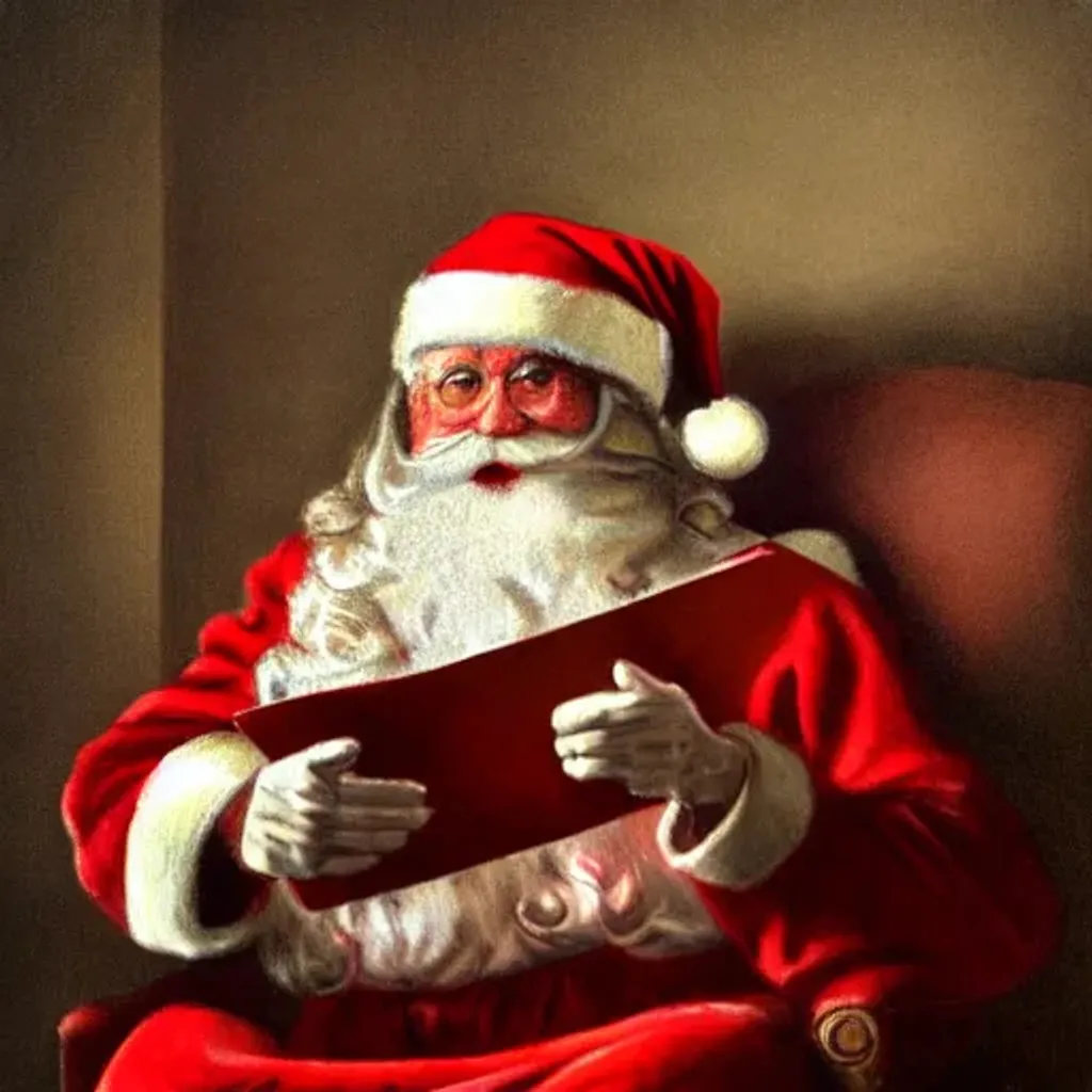 Prompt: All about Santa Claus, ultra highly detailed,  Chiaroscuro art, sfumato art, tenebrism art,