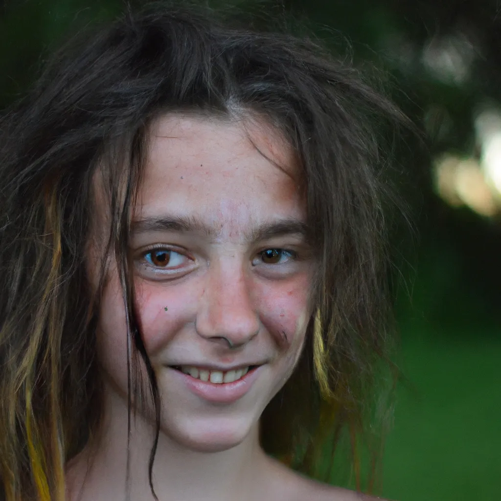 Prompt:  Girl With Messy Hair and Dirty Face, by Haley Josephs