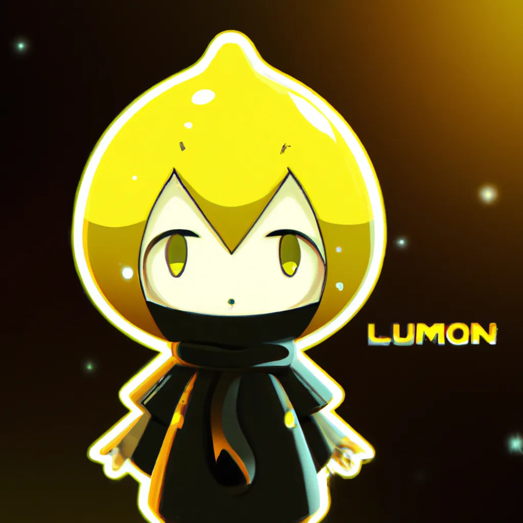Prompt: chibi lemon, wearing a dark lemon cloak, synthwave