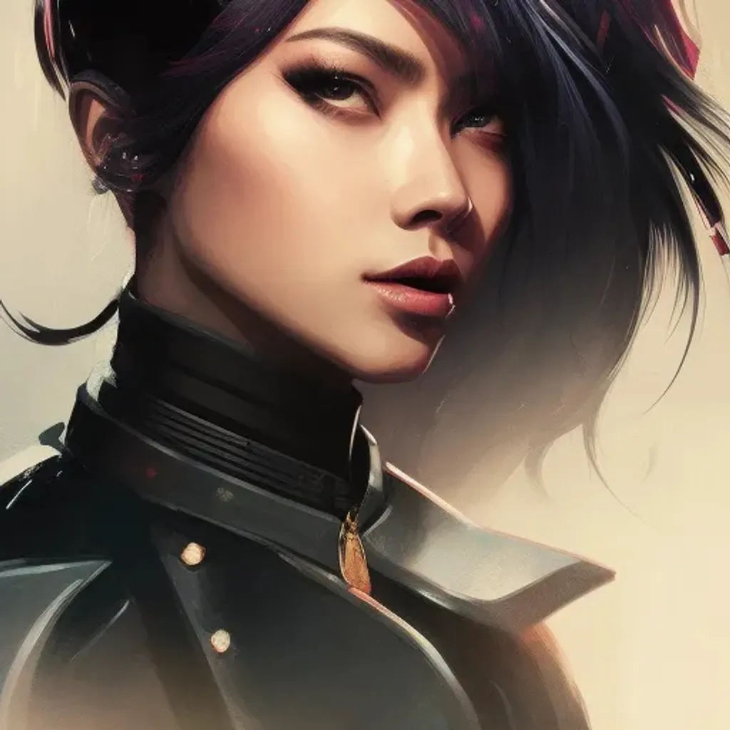 Prompt: Professional painting of a beautiful Asian cyberpunk woman with modern hairdo, by Jeremy Mann, Rutkowski, and other Artstation illustrators, intricate details, face, portrait, headshot, illustration, UHD, 4K