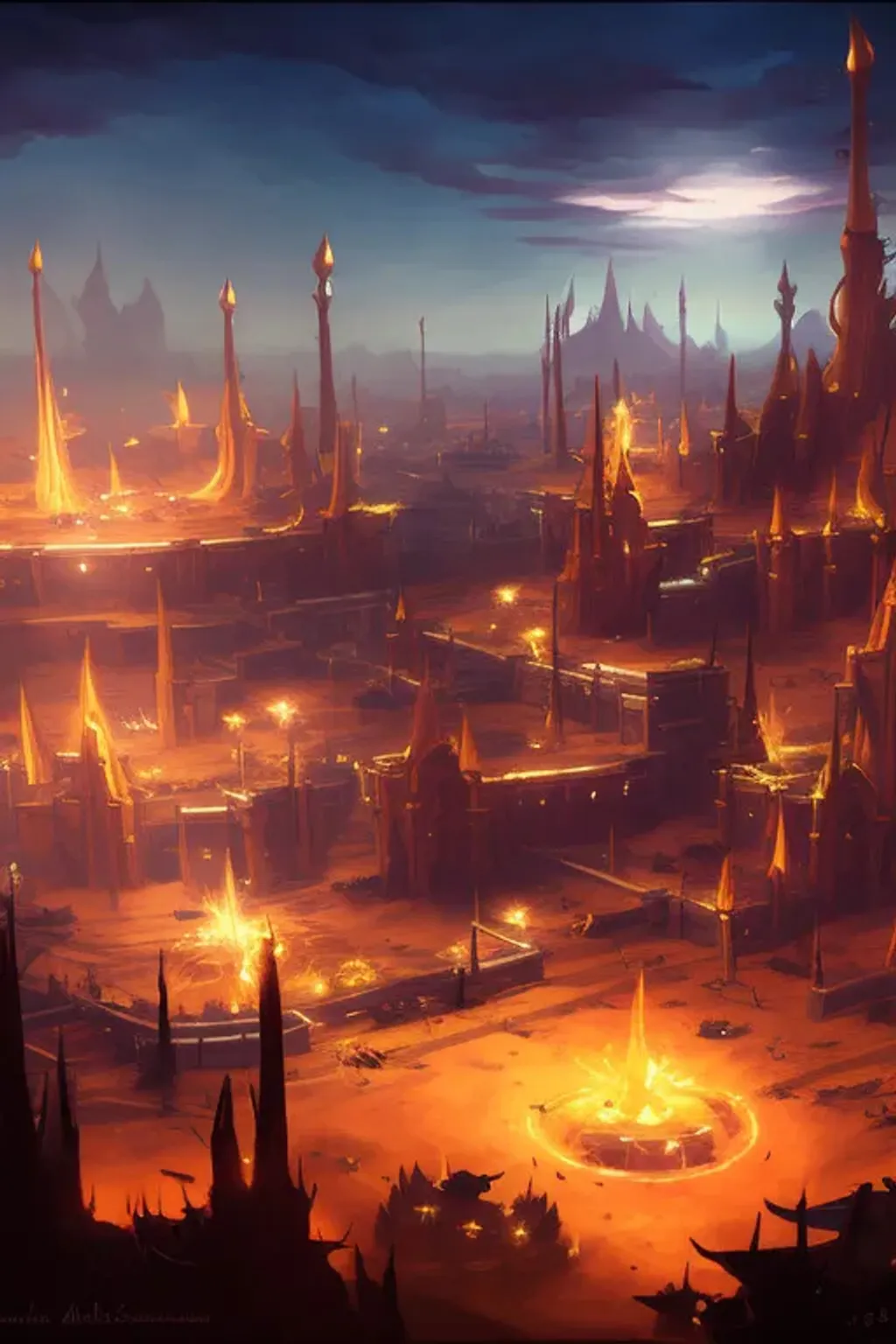 Prompt: desert city, digital art, concept art, by Aleksi Briclot, antipodeans, protogen, league of legends arcane