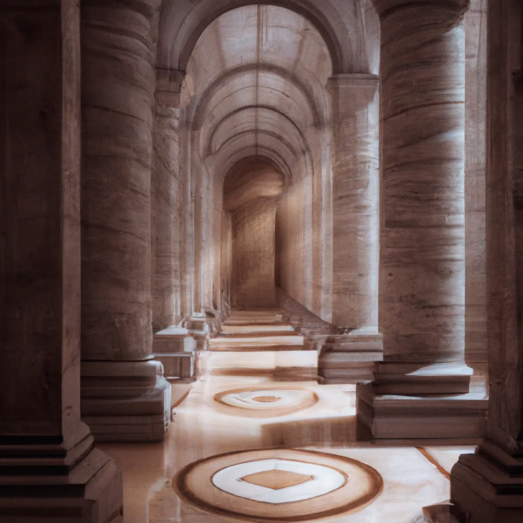 Prompt: Brown marble hall, digital art trending on ArtStation