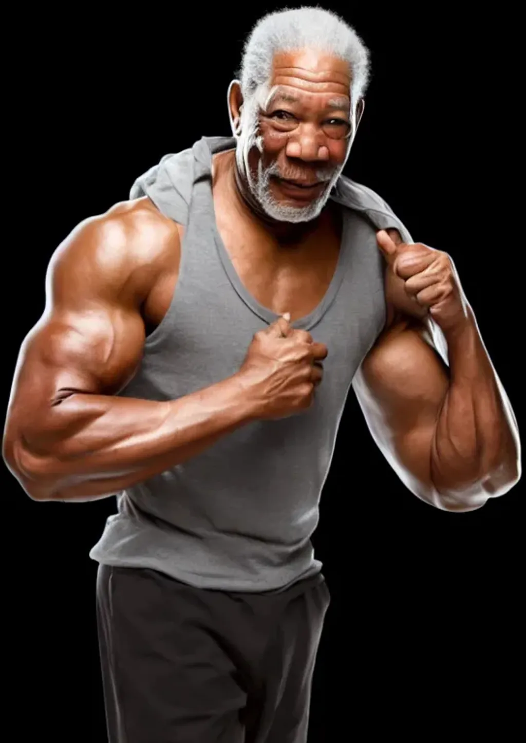 Prompt: Morgan Freeman, Buff, Ripped, Yolked, Muscle, Flex, 4K, 8K, High resolution