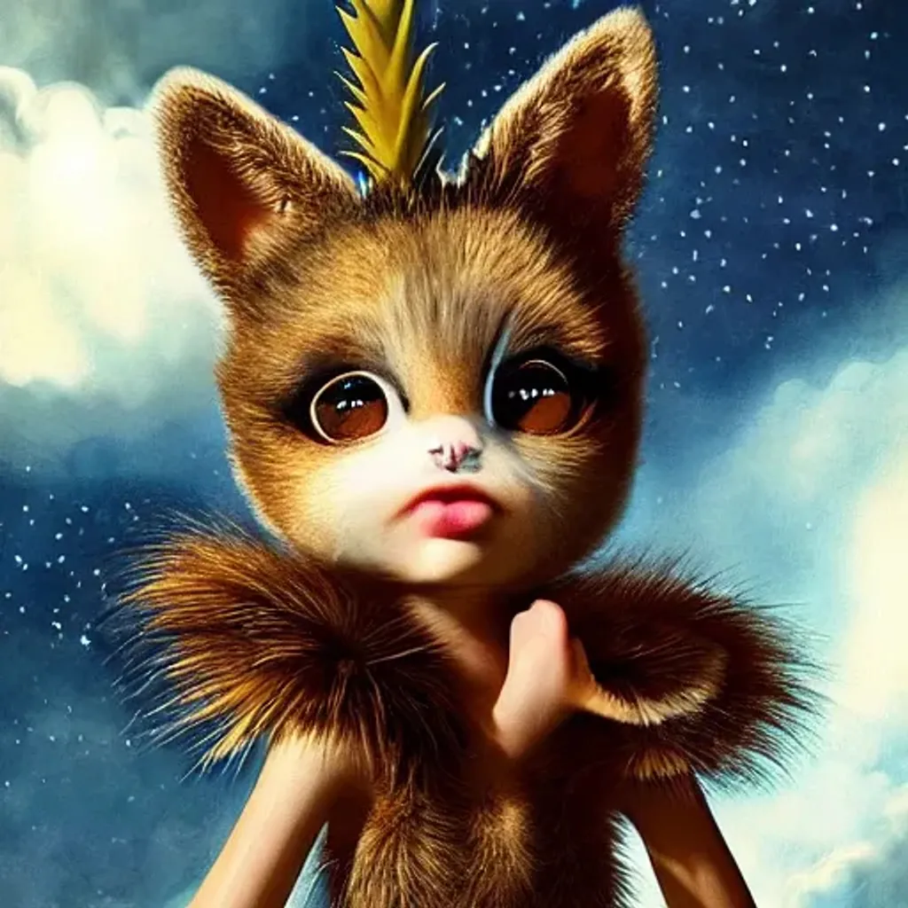 Prompt: Ultra high Quality photo |A cute little furry pineapple  is serving Dali and Escher and Klarwein posing as cute furry little girl   | video game  character | astropunk  | made out of flora fauna | fine details and expressions | Avatar  movie | ultra high resolution octane  | midjourney | subject centered | photo realistic | adjusted aspect ratio | upscale | by Artgerm Artstation 