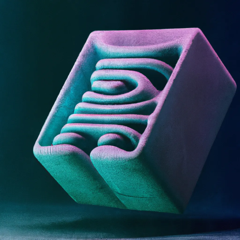 Prompt: Math shaped sculpture, professional photography, octane render, rough texture, digital art, cyan and purple, frontal view, profile picture