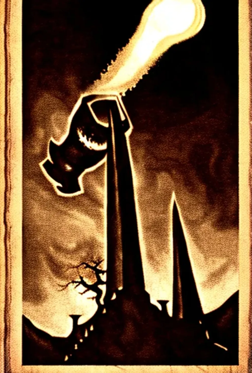 Prompt: Mordheim propaganda poster sepia comet