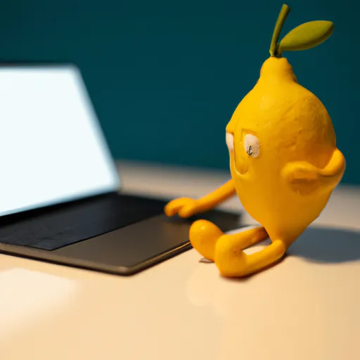 Prompt: Claymation scene of a lemon character using Dalle 2 on a laptop. 