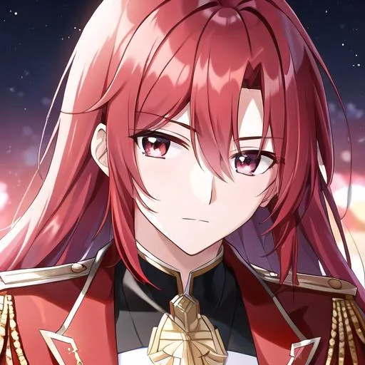 Prompt: Zerif (Red half-shaved hair covering his right eye) 4k, wearing a royal uniform