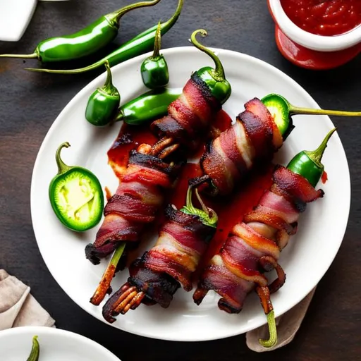 Prompt: Bacon wrapped jalapeno with BBQ ribs with homemade sauce 