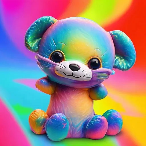 Prompt: Stuffed animal in the style of Lisa frank