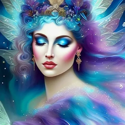 fairy goddess, ethereal,dreamscape, cosmos, pale blu...