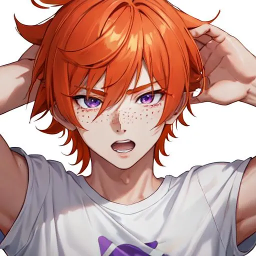 Erikku male (short ginger hair, freckles, right eye... | OpenArt