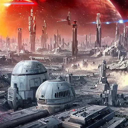 Prompt: Image of a city that would belong in star wars