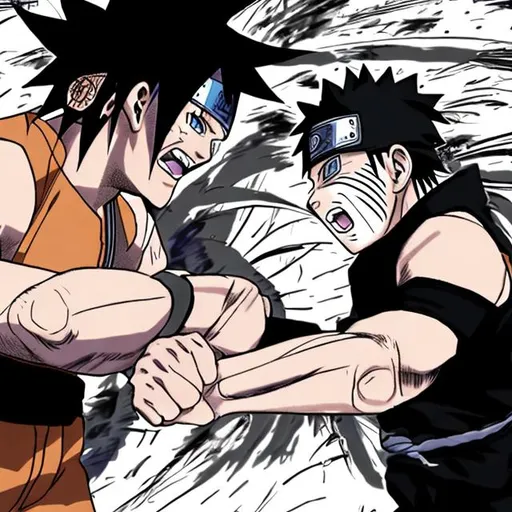 Prompt: Naruto punching sasuke in the face
