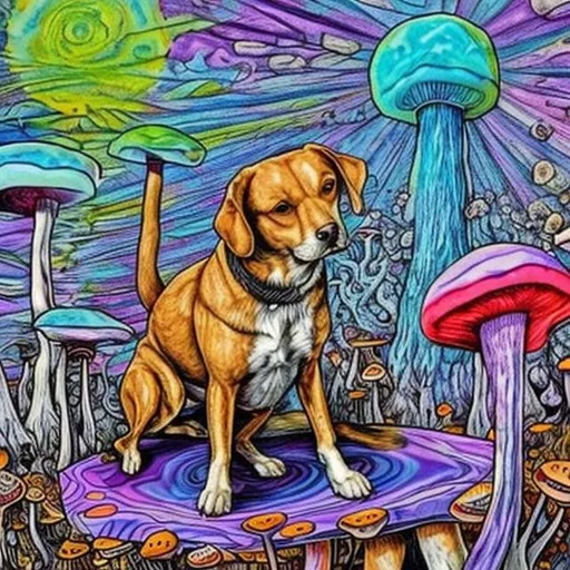 Prompt: A dog on magic mushrooms
