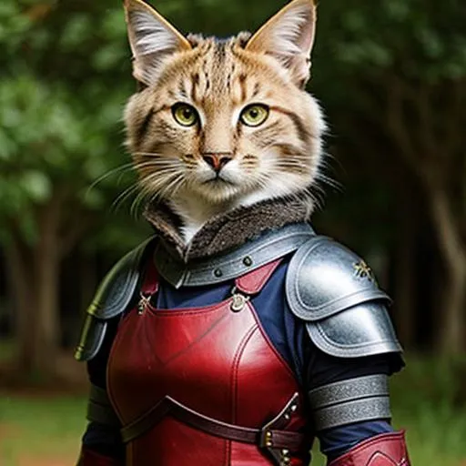 Prompt: A female calico tabaxi wearing leather armor