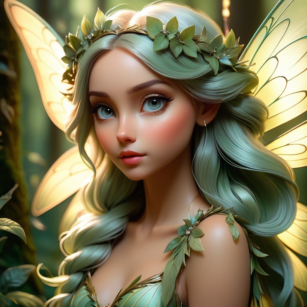 portrait of a beautiful forest fairy, sweet, gracefu... | OpenArt