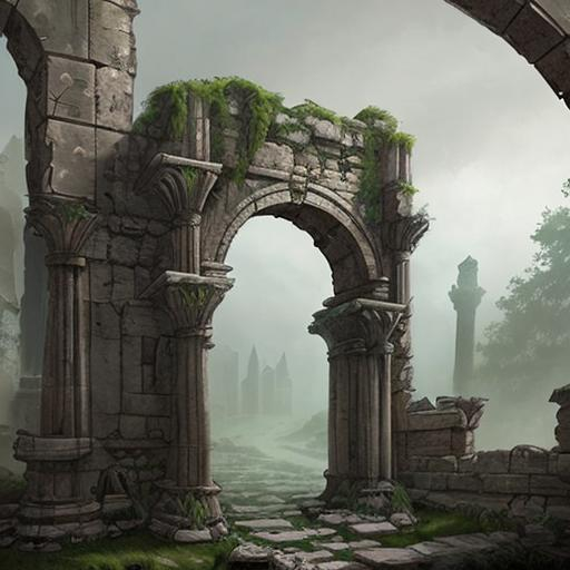 concept art of ancient fantasy ruins with an ancient... | OpenArt