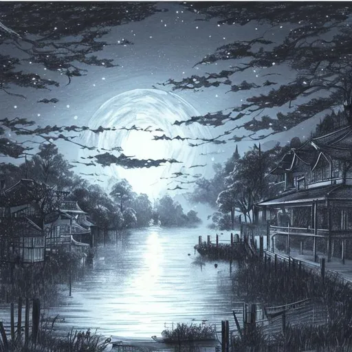 detailed drawing of a misty graveyard under the moonlight on Craiyon