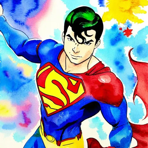 Prompt: water color super man 