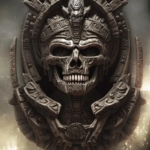 Prompt: Death aztec god realistic photo 