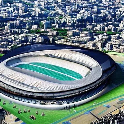 Prompt: Futuristic Football sustainable stadium 