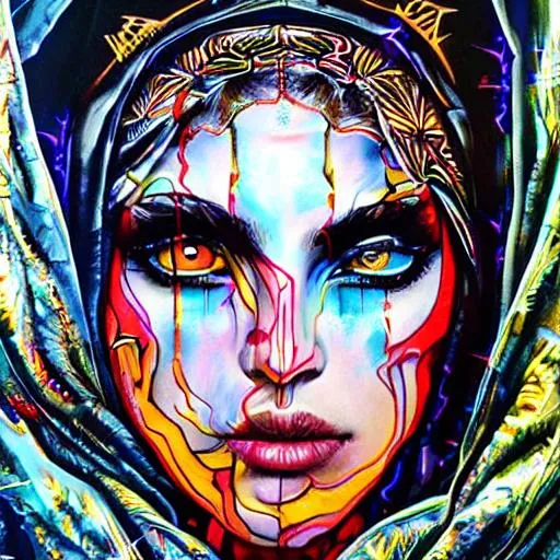Prompt: beautiful tripping cult magic psychic woman, subjective consciousness psychedelic, epic occult ritual symbolism story iconic, dark robed witch, oil painting, robe, symmetrical face, greek dark myth, by Sandra Chevrier, Johanna Martine, masterpiece