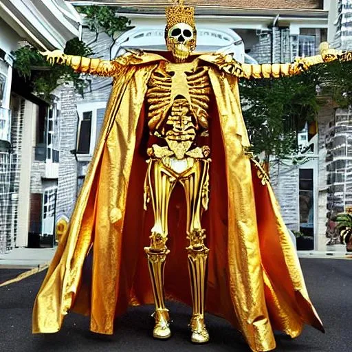 Prompt: Gold Skeleton King
Orange Cape
Skeleton King
Wearing Crown