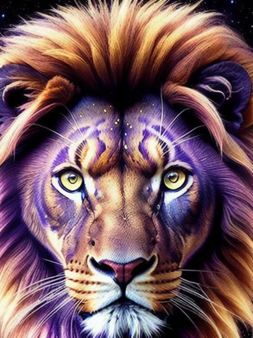 Prompt: dark, Cosmic, Beautiful, Nebula {African}Lion plasma gold silver black, big dreamy eyes, beautiful intricately-colored, symmetrical, Beautiful and Gorgeous, hyper realistic, expansive cosmic background, hyper realistic, 64K --s99500