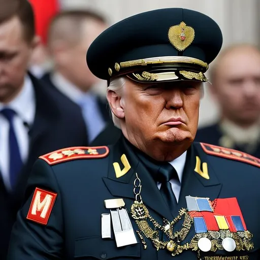 Prompt: Russian marshal of the army Donald Trump