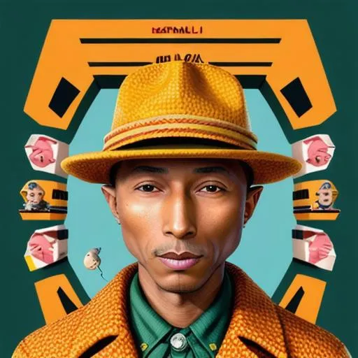 Prompt: Pharrell, in the style of Fantastic Mr. Fox by Wes Anderson,  An aesthetically pleasing, dynamic, energetic, lively, well-designed digital art, all geometrically correct, proportionate face, high detail, concept art, character art, detailed eyes, detailed lips, detailed nose, 