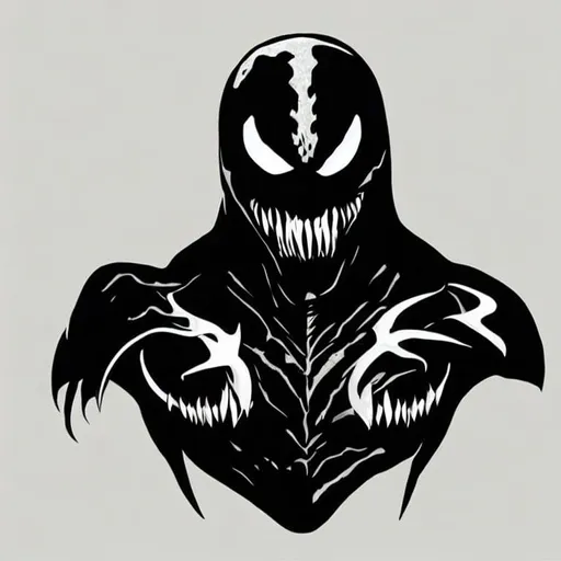 Prompt: Venom showing his sharp teeth 
