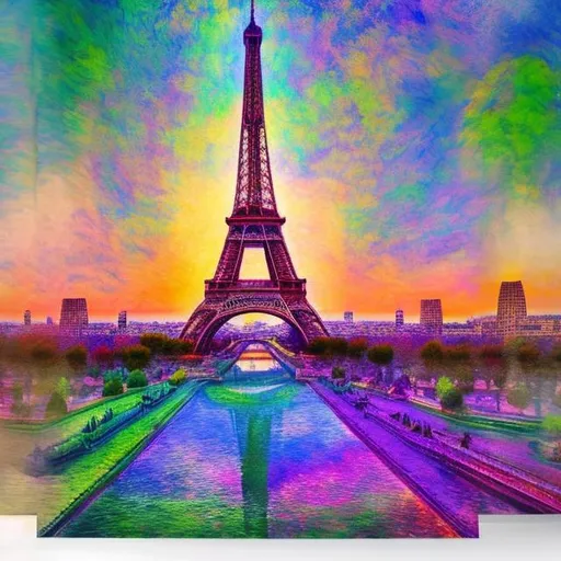 Prompt: 300 eiffel tower in a psychedelic monet style