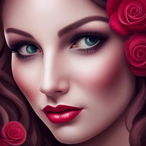 Prompt: fairy goddess,red roses, closeup