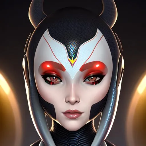 Prompt: female alien,facial closeup