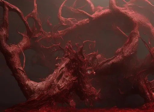 Prompt: ((masterpiece, best quality)),A detailed 3d render MONSTER MADE OF blood VEINS,ultra realistic, concept art,((highly detailed)),8k,bloody,disgusting,creepy