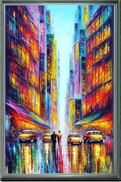 Create a multicolor oil painting of the bright and r... | OpenArt