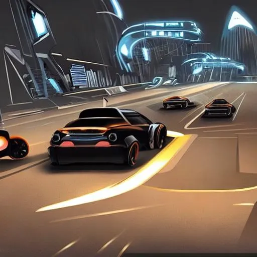 Prompt: concept art of a futuristic street race