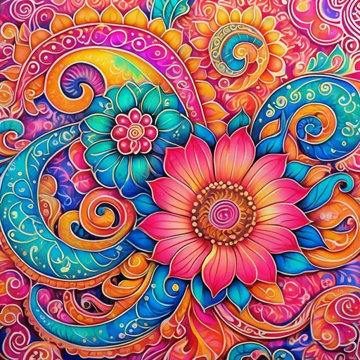 Prompt: Kawaii oil pastel of patterns with Henna art inspired embellishments and Flourishes, bright vibrant colors, Highly detailed, popping vibrant colors, Gradient Colors, Intricate details, Highly textured