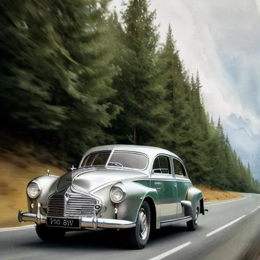 Prompt: RAW photography, silver metallic, Tatra T85, year 1938 driving on the road by the river

Pastel colours, centered, approaching perfection, dynamic, highly detailed, watercolour painting, artstation, concept art, smooth, sharp focus, illustration, art by Julie Bell and Boris Vellejo and Luis Rojo