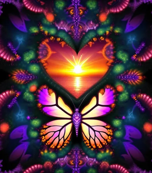 Prompt: Dark, Tropical 3D HD Mandelbrot Julia Fractal plasma {heart}sunset ({Celtic}Butterfly freeform psychedelic chaos ultra HD, digital painting,  Beach background, uber detailed, 64k, high quality, sharp focus, studio photo, intricate details, highly detailed --s98500