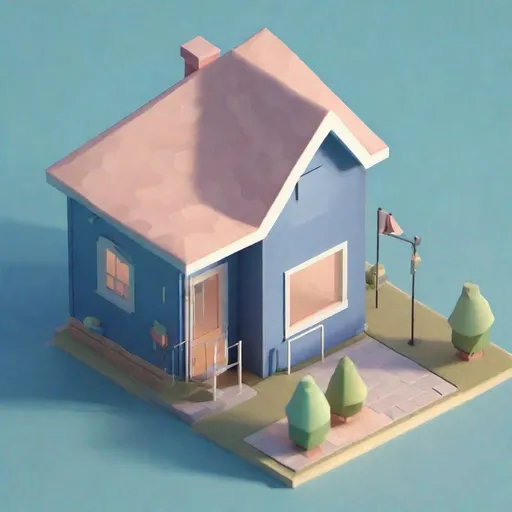 Prompt: Tiny cute isometric house, soft smooth lighting, light source on left, soft colors, soft colors, 100mm lens, 3d blender render, trending on polycount, modular constructivism, blue blackground, physically based rendering, centered